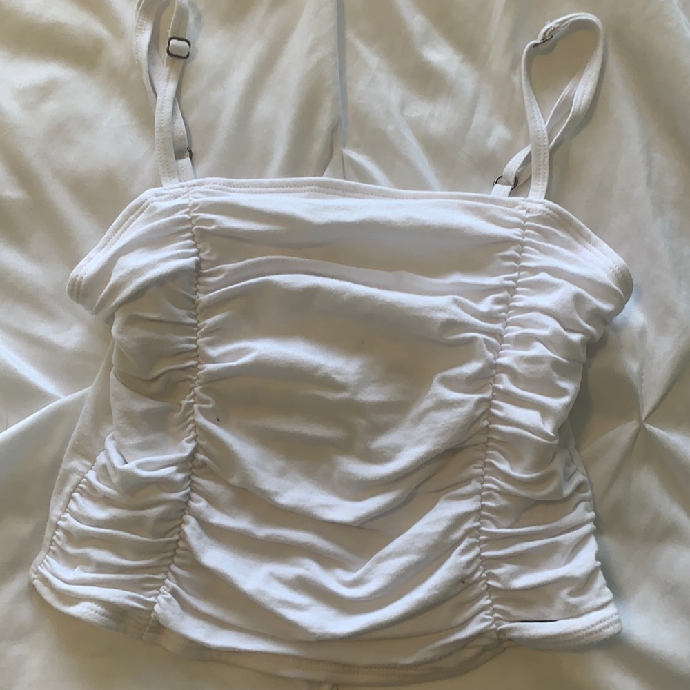 hollister white scrunch tank